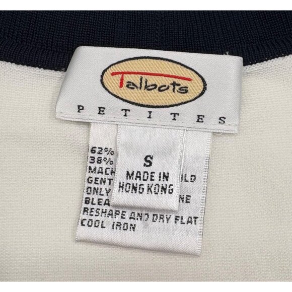 Talbots‎ Black & White Colorblock Open Front Cardigan Sweater Small 3/4 sleeves - Picture 2 of 5